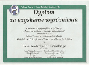 Dyplom dla Andrzej Kluciński